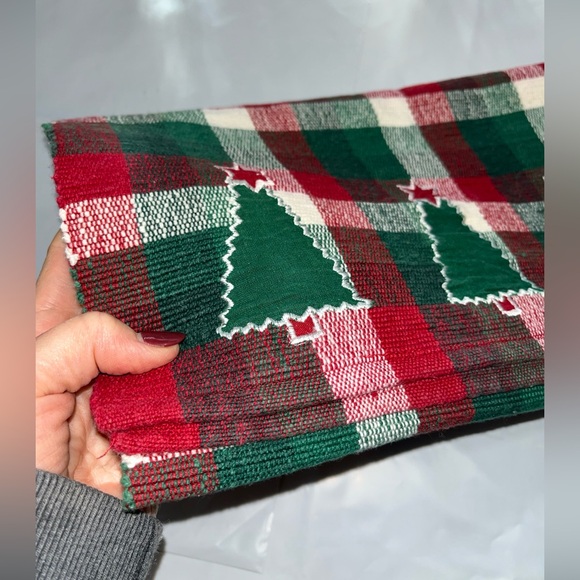 Red Green Long Table Runner Martha Stewart Winter Jubilee  14" x 70" 2002 Cotton - Picture 10 of 11